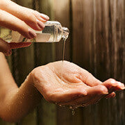 Pouring lube into hand