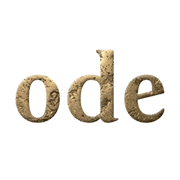 Ode Health Logo - golden lettering on a white background.
