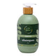 Green 'A Bit Happy Anti-irritation Shampoo' 500ml bottle with a wooden cap on a white background.