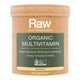 Front of container of Amazonia Raw Organic Multivitamin - Pineapple flavour. For energy, immunity & vitality.