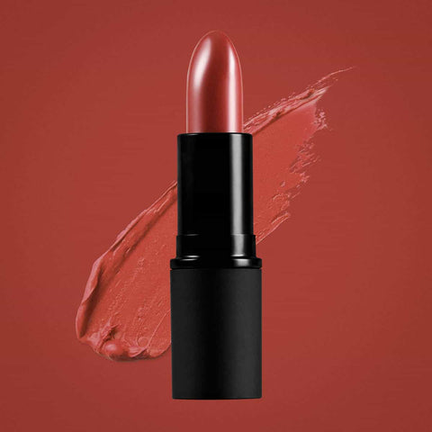 Boom rock bronze lipstick swatch on a background of the same colour.