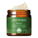 A jar of Antipodes Rejoice Light Facial Day Cream with a green label, indicating it is an organic skincare product.