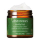 Antipodes Vanilla Pod Hydrating Day Cream packaging jar with a green label, manuka honey and rosehip oil mentioned, and a vanilla pod fragrance indication.