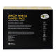 Australian Natural Soap Company Lemon Myrtle Pamper Pack black box turned to show the back with lemon myrtle wording, icons and small print on white