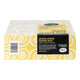 Australian Natural Soap Company Lemon Myrtle Pamper Pack yellow swirl box seen from the underside, showing a barcode and small print on white