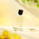 100ml bottle Bastille Rayon Vert Perfume, natural vegan perfume styled with a yellow background.