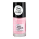 Beneccos vegan nail polish bottle with pink polish and black cap on a white background.