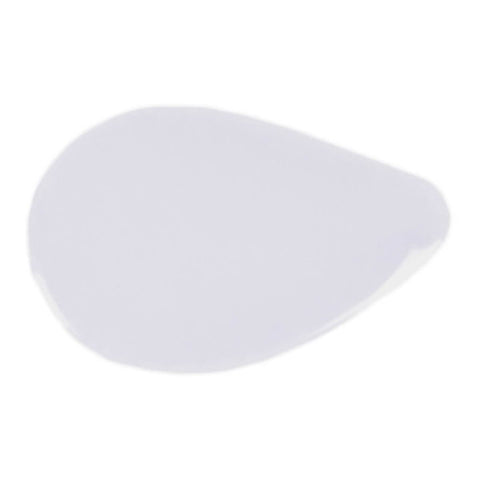 White teardrop-shaped object on a white background.