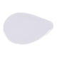 White teardrop-shaped object on a white background.