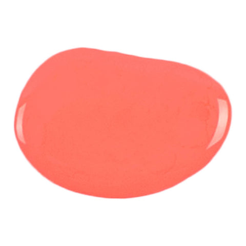 Coral-colored nail polish on a white background.