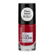 Benecos vegan nail polish bottle with red polish and black cap on a white background.