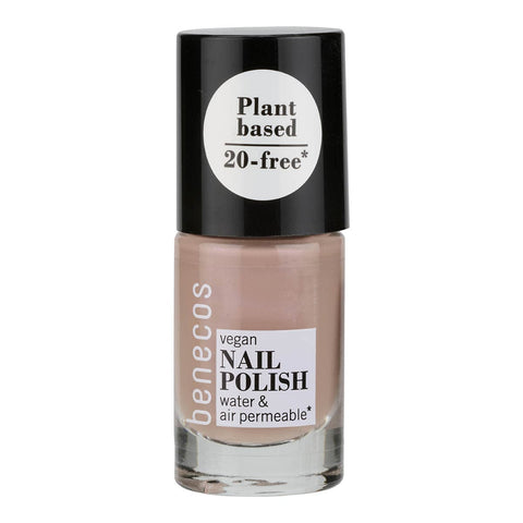Benecos vegan nail polish bottle on a white background.