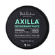 Black Chicken Remedies Axilla Deodorant Paste Original 75g round black tin lid with teal and white lettering, top view on a plain white background