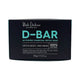 Black Chicken Remedies D-Bar Activated Charcoal Detox Soap 100g in a black box with teal lettering, front of the box on a plain white background