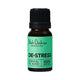 Black Chicken Remedies Essential Oil Blend De-Stress 9ml in an amber bottle with a black cap and a green label, front view on a plain white background
