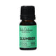 Black Chicken Remedies Essential Oil Blend Slumber 9ml in an amber bottle with a black cap and a green label, front view on a plain white background