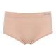 A pair of women's high-waisted briefs in a light peach-beige color, featuring a ribbed waistband with the brand name 'BOODY' printed in grey on the right side, set against a plain white background.