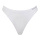 Boody G-String White, a flat white g-string with a logo waistband, front view on a plain white background, clear product photo