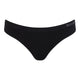 Boody Hipster Bikini Black flat product shot of the black bikini briefs with a logo waistband, front view on a plain white background