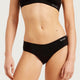 Boody Period & Leak Proof Classic Bikini Moderate-Heavy in black, second close-up of the front fit and waistband on a model's torso