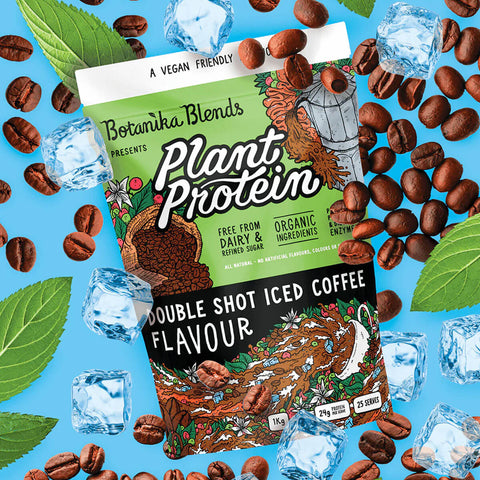 Plant Protein - Double Shot Iced Coffee ice and coffee