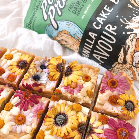 plant protein vanilla cake batter flavour flowery cakes