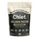 A stand-up pouch of Chief Collagen Protein Unflavoured, 4500g, on a solid white background.