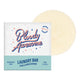 Downunder Wash Co. Bloody Awesome Laundry Bar Fragrance Free 150g box beside a round cream coloured bar of soap on a plain white background