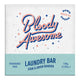 Downunder Wash Co. Bloody Awesome Laundry Bar Fragrance Free 150g in a white box with blue and coral script lettering and an aqua base on white