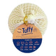 Downunder Wash Co. Tuffy Stain Remover with Net Lemon Eucalyptus 120g round bar in a cream net bag with a blue Tuffy label, front view on white
