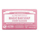 Pink bar of Dr. Bronner's Pure-Castille Magic Bar Soap - Cherry Blossom 140g scent on a white background.