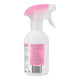 Side of spray bottle of natural pet fur and fabric deodoriser, showing product features.