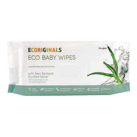 Ecoriginals eco baby wipes packaging on a white background.