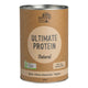 Front view of Eden Healthfoods Ultimate Protein - Natural 400g tin, showcasing a high-protein (80%), alkalising supplement made using a traditional bio-fermentation process.
