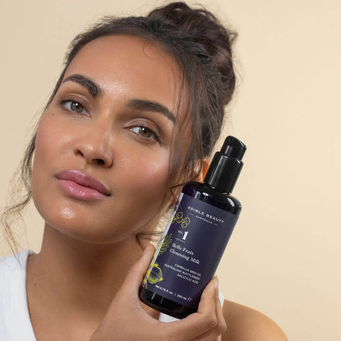woman with Edible Beauty No. 1 Belle Frais Cleansing Milk