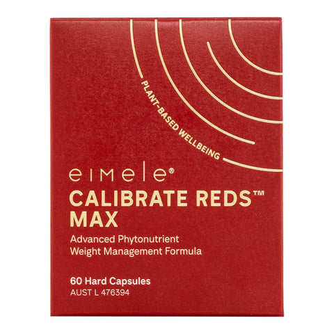 60 capsules box eimele Calibrate Reds Max, advanced phytonutrient weight management supplements.