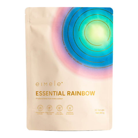 360g pouch eimele Essential Rainbow, daily superfood powder.