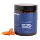 Jar of eimele Optimal Omega+ 60 softgel capsules, sustainable omega-3 supplement.