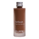 Elate Beauty Refresh Foundation Refill 30ml RN8 in a clear glass bottle with a silver screw cap, showing a very deep brown tint, front view on white