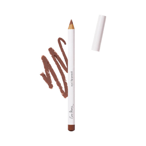 Lip liner pencil with Naughty shade and white cap on white background.