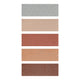 Five horizontal eyeshadow swatches in neutral shimmer tones, shown stacked vertically on a white background.