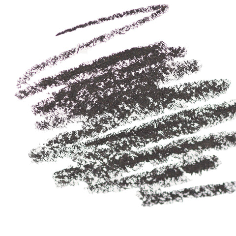 Ere Perez Jojoba Eye Pencil Black 1.1g swatch, a charcoal black pencil scribble, close up of the scribble on a plain white background