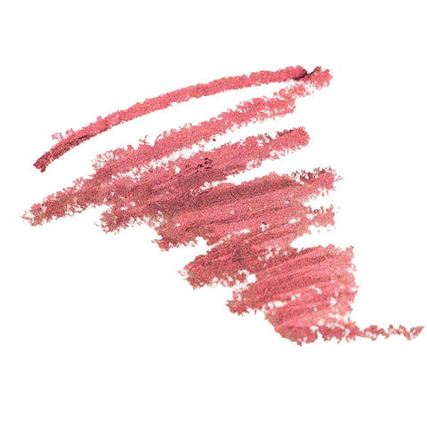 Ere Perez Jojoba Eye Pencil Copper 1.1g swatch, a rose pink red pencil scribble, close up of the scribble on a plain white background