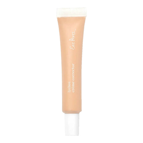 Ere Perez Lychee Crème Corrector 10ml Tres in a slim tube with a white base, showing a light peach tint, standing upright on a plain white background