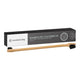 Essential Dog Natural Bamboo Pet Toothbrush a double ended bamboo brush lying in front of its black and white box on a plain white background