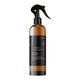 Brown conditioner bottle with black sprayer on a white background.