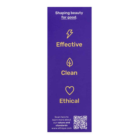 Right side of Ethique Purple Solid Shampoo for Blonde and Grey Hair 110g box, showing product highlights.
