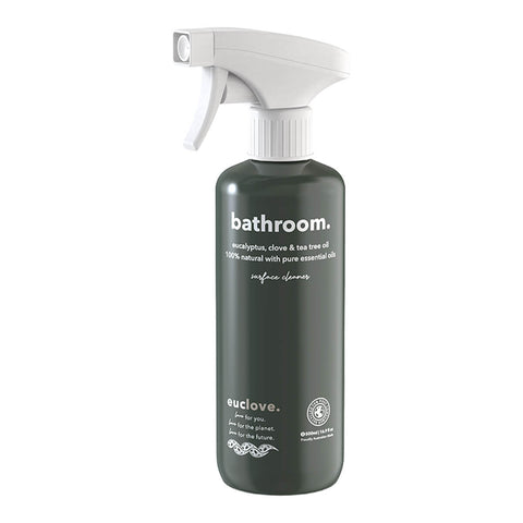 500ml spray bottle of Euclove Natural Bathroom & Mould Cleaner with eucalyptus, clove and tea tree oil.