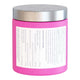 Back of Eve Wellness Turn Me On capsules in a pink container with silver lid on a white background.