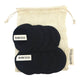 Ever Eco black reusable makeup removal pads with drawstring cotton wash bag.